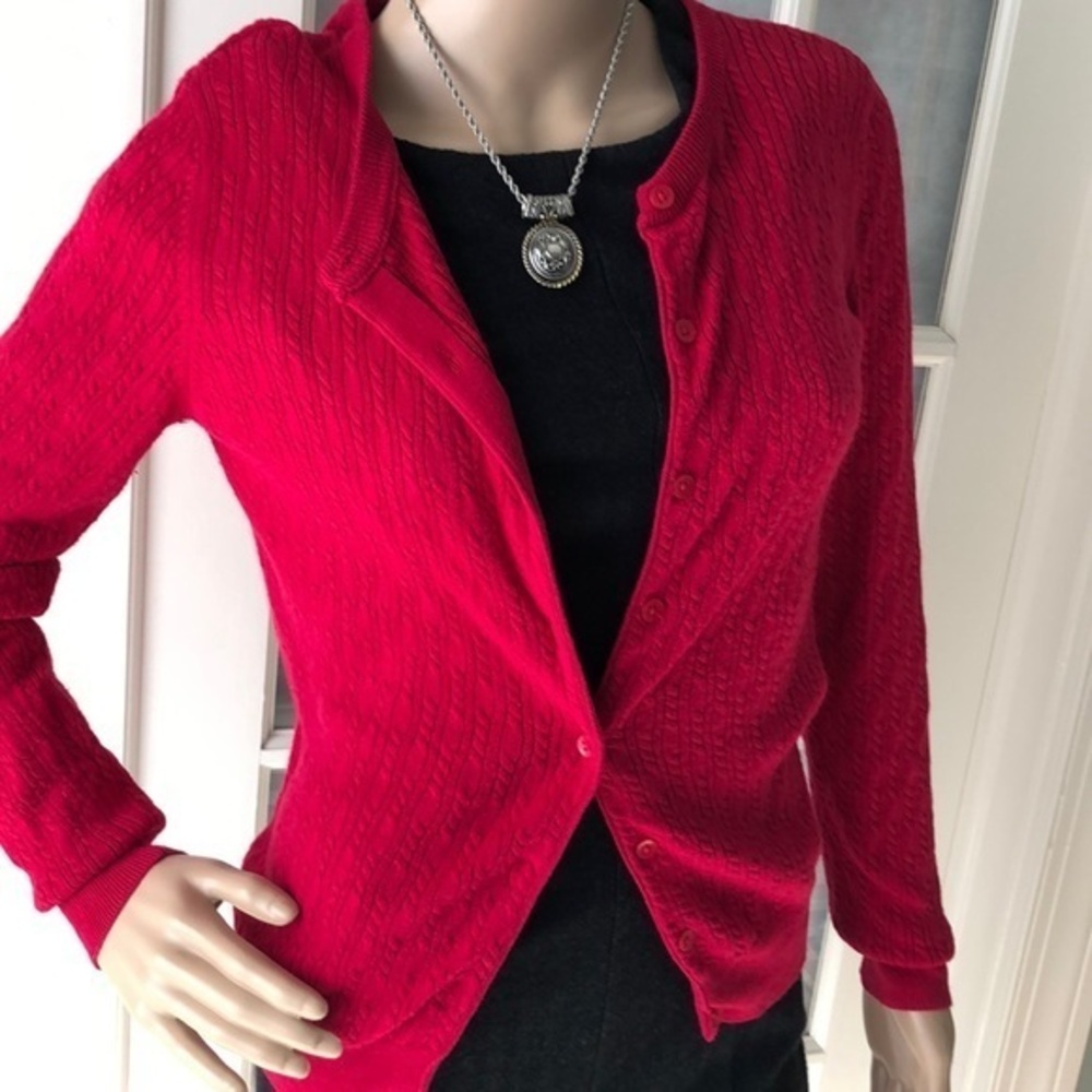 Liz Claiborne petite red button-down cardigan